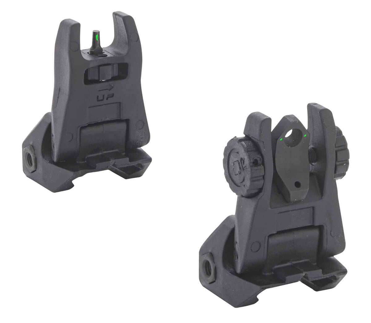 Meprolight FUBS 404100 Flip-Up Backup Sight Set AR-15 Green Tritium Front and Rear Black