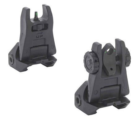 Meprolight FUBS 404100 Flip-Up Backup Sight Set AR-15 Green Tritium Front and Rear Black