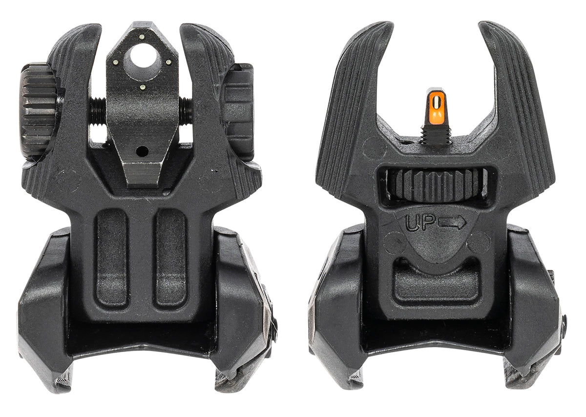 Meprolight FUBS 403240 Flip-Up Backup Sight Set AR Platform Orange Tritium Front Green Rear Black