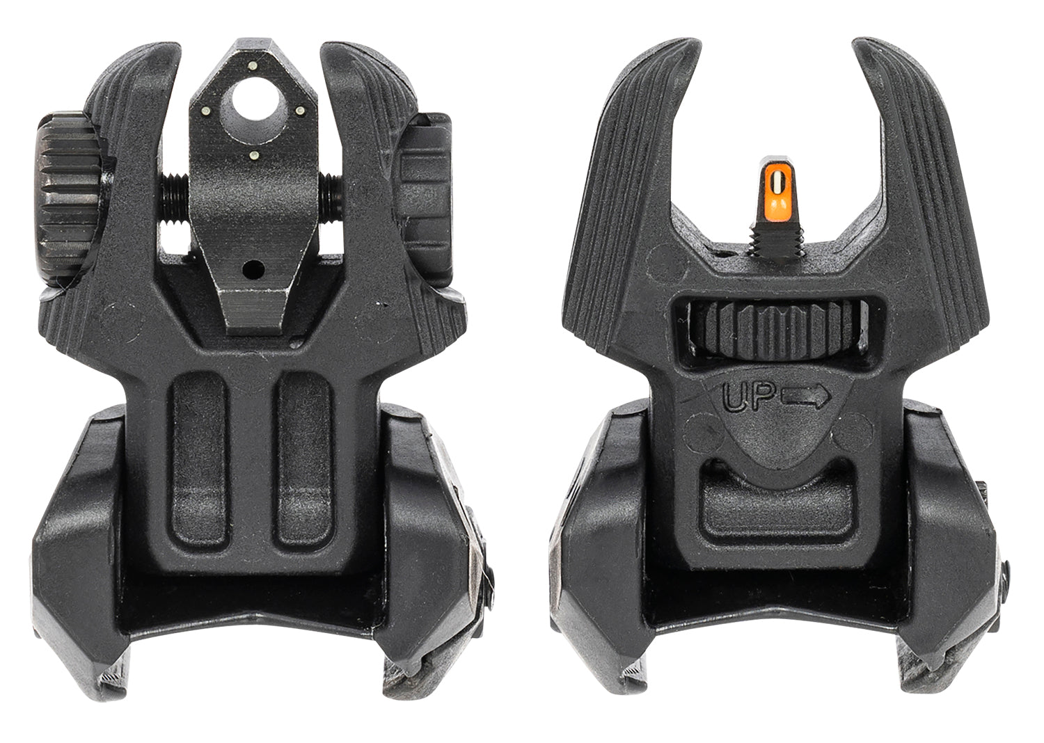 Meprolight FUBS 403240 Flip-Up Backup Sight Set AR Platform Orange Tritium Front Green Rear Black