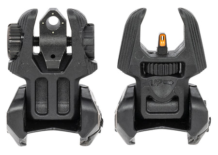 Meprolight FUBS 403240 Flip-Up Backup Sight Set AR Platform Orange Tritium Front Green Rear Black