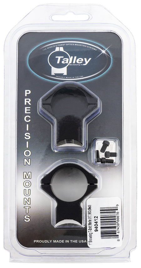 Talley 940412 1" Tube Medium Scope Ring Mount Combo Black Anodized Aluminum for Browning T-Bolt 0 MOA