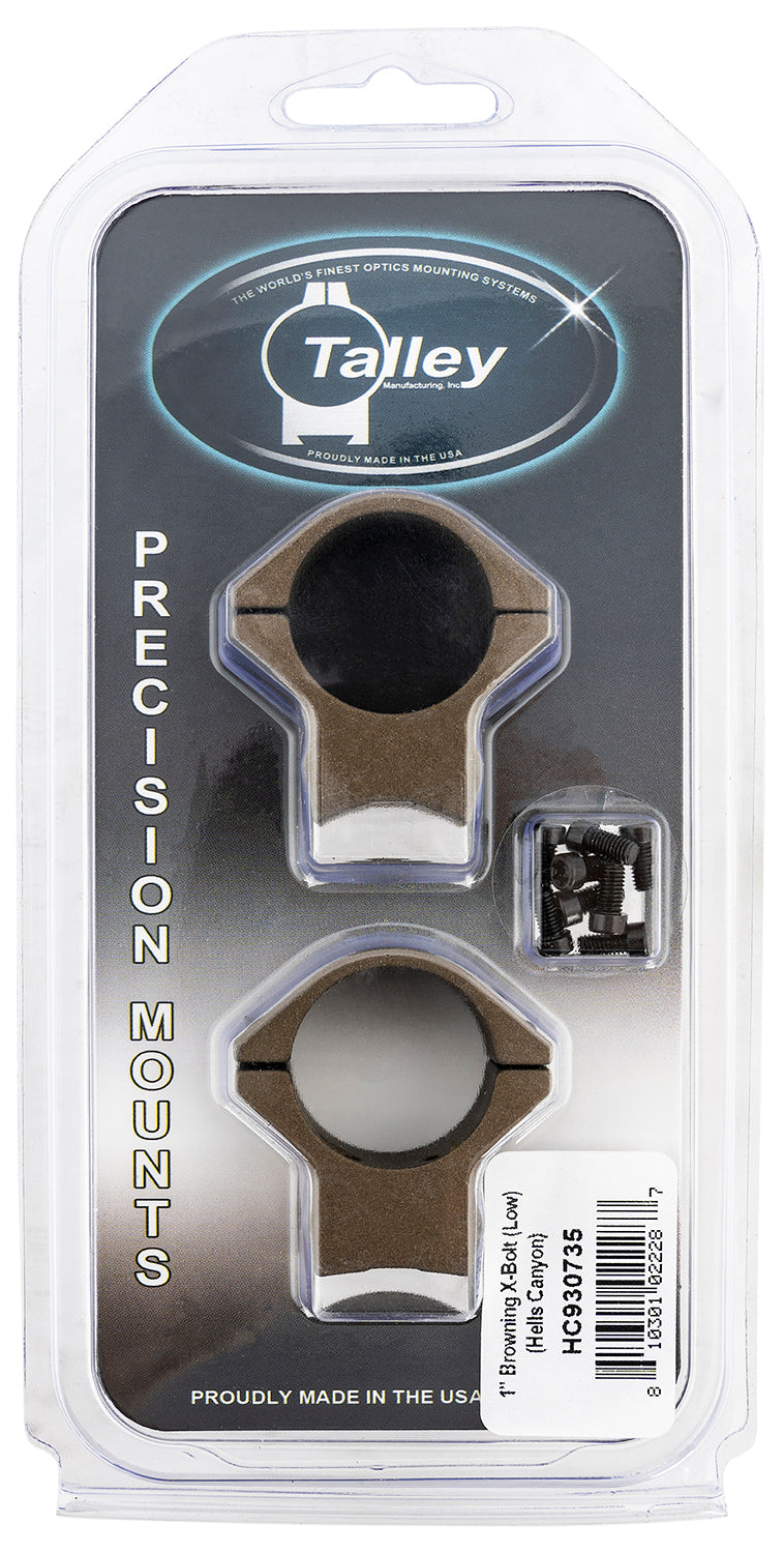 Talley HC930735 1" Tube Low Scope Ring Mount Combo Burnt Bronze for Browning X-Bolt 0 MOA