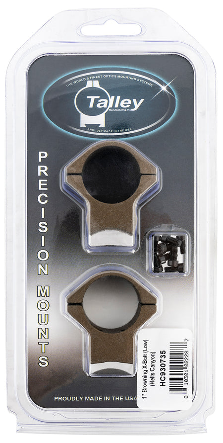 Talley HC930735 1" Tube Low Scope Ring Mount Combo Burnt Bronze for Browning X-Bolt 0 MOA