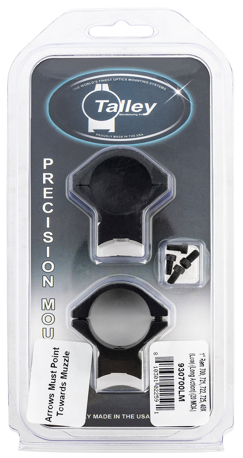 Talley 930700LM Lightweight Alloy Scope Mount Ring Combo 1" Tube Remington 700 Low Long Action 20 MOA