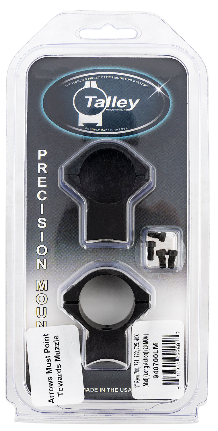 Talley 940700LM Lightweight Alloy Scope Mount Ring Combo 1" Tube Remington 700 Medium Long Action 20 MOA