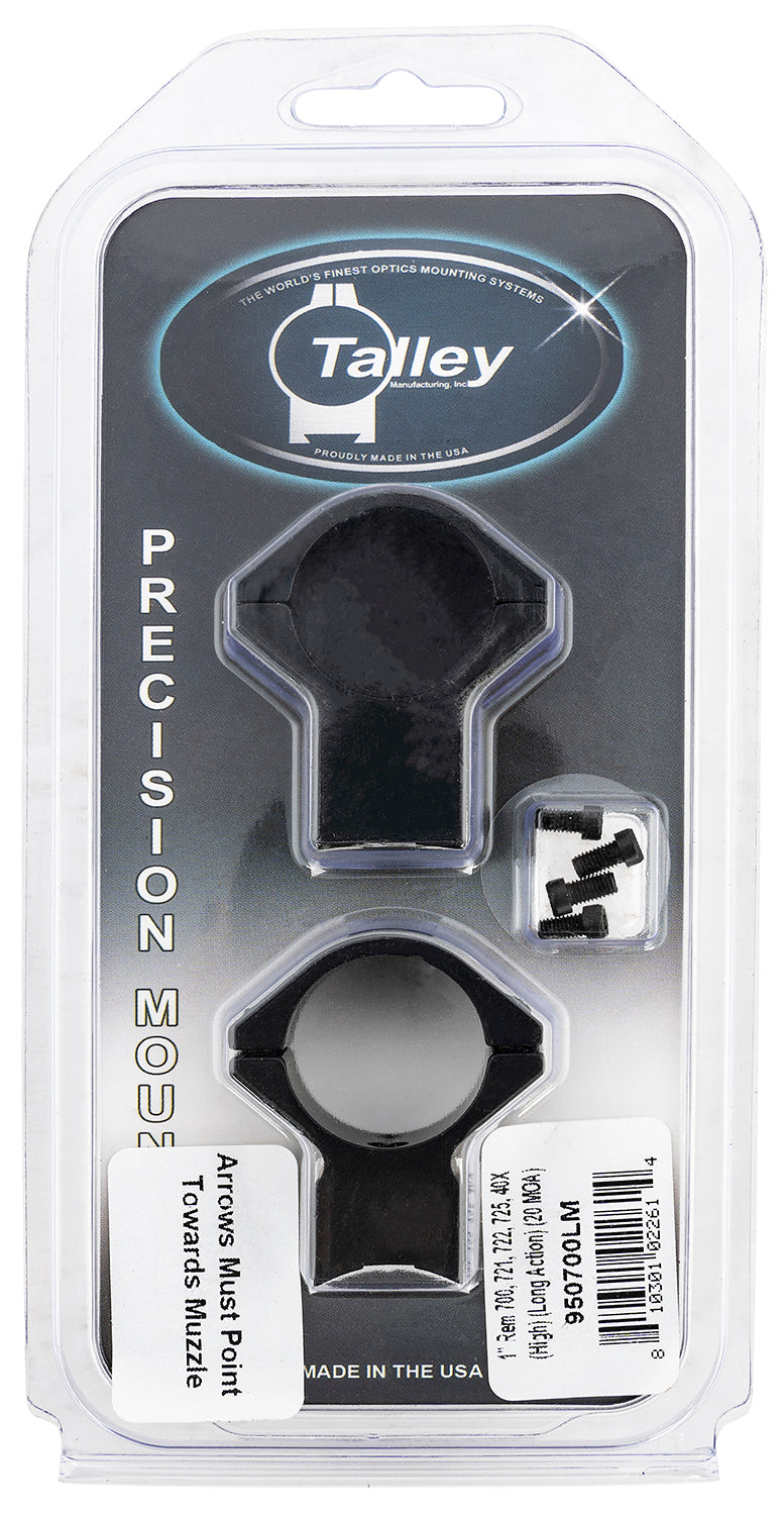 Talley 950700LM Lightweight Alloy Scope Mount Ring Combo 1" Tube Remington 700 High Long Action 20 MOA