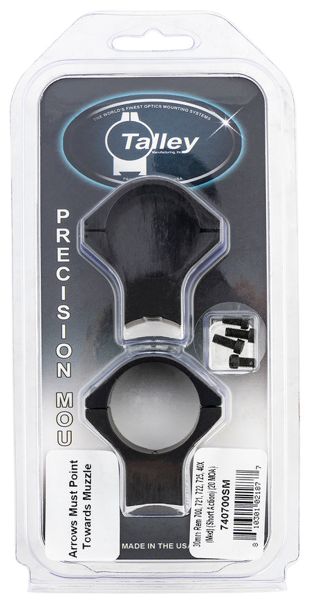 Talley 740700SM Lightweight Alloy Scope Mount Ring Combo 30mm Tube Remington 700 Medium Short Action 20 MOA