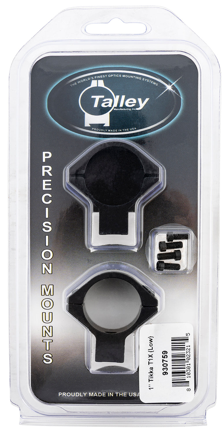 Talley 930759 Integrated Scope Ring and Base for Tikka T1 T1X 1 Inch Low Rings Black Anodized