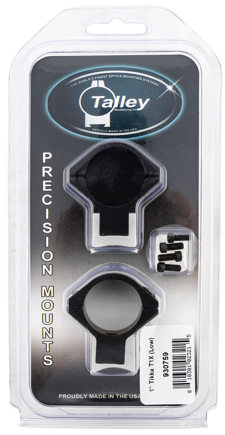 Talley 930759 Integrated Scope Ring and Base for Tikka T1 T1X 1 Inch Low Rings Black Anodized