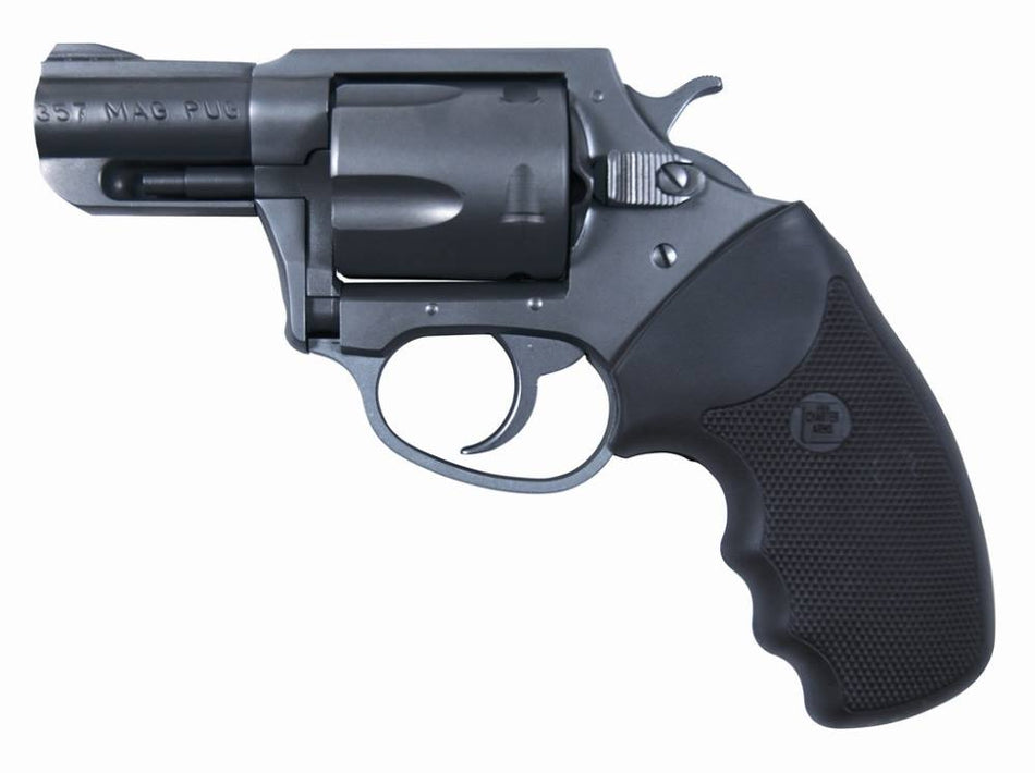 Charter Arms 13520 Mag Pug Large 357 Mag, 5 Shot 2.20" Black Ported Steel Barrel, Black Steel Cylinder & Frame w/Black Finger Grooved Rubber Grip