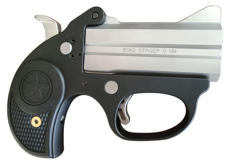Bond Arms BASL Stinger 9mm Luger 2rd 3" Matte Stainless Steel Barrel, Anodized 7075-T6 Aluminum Frame, Rebounding Hammer, Black Rubber Grip, Manual Safety