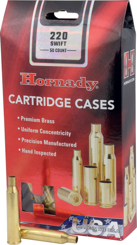 Hornady .220 Swift Unprimed Brass 50-Count Reloading Cases