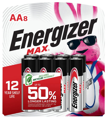 Energizer MAX E91MP8 1.5 Volt AA Alkaline Battery 8-Pack