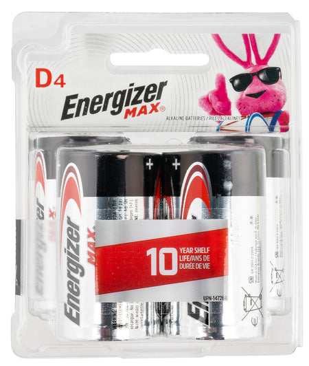 Energizer MAX E95BP4 1.5 Volt D Alkaline Battery 4-Pack
