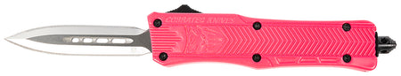 CobraTec CTK-1 2.75" Small OTF Dagger Plain D2 Steel Blade Pink Aluminum Handle with Glass Breaker & Clip