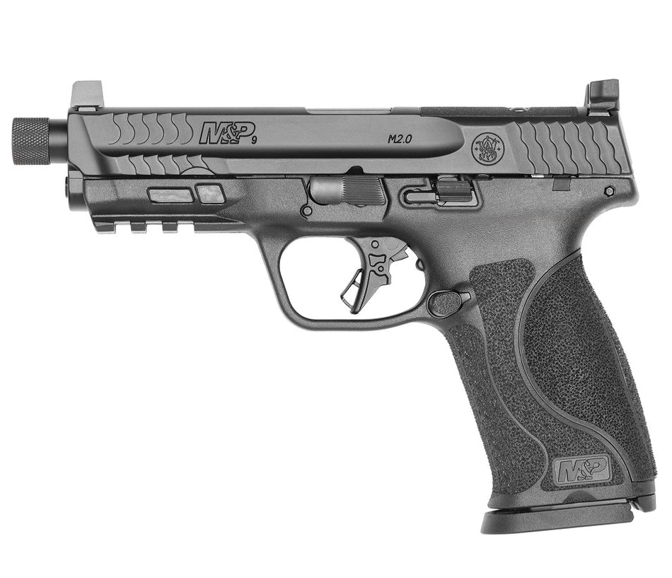 Smith & Wesson 13585 M&P M2.0 Full Size 9mm Luger 17+1, 4.62" Black Armornite Steel Threaded Barrel & Optic Ready/Serrated Slide, Matte Black Polymer Frame w/Picatinny Rail