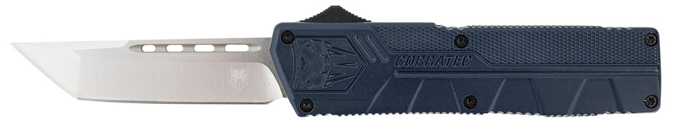 CobraTec 3.25" Lightweight OTF Tanto Plain D2 Steel Blade NYPD Blue Handle with Pocket Clip