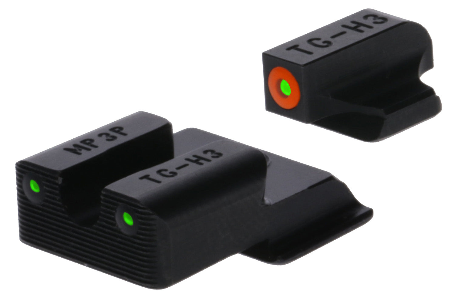 TruGlo TGTG231MP4C Tritium Pro Black Green Tritium Orange Outline Front & Rear Night Sight Handgun Set