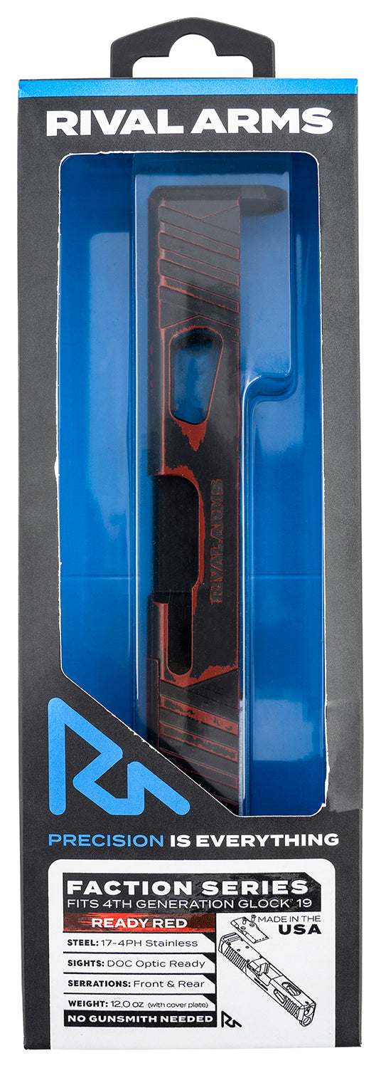 Rival Arms Faction Series Docter Cut Cerakote Ready Red 17-4 Stainless Slide for Glock 19 Gen4