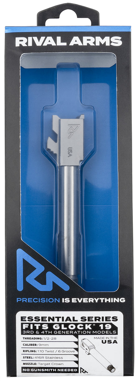 Rival Arms RA22G202D Glock 19 Gen3-4 9mm 4.49" Threaded Stainless Drop-In Match Barrel