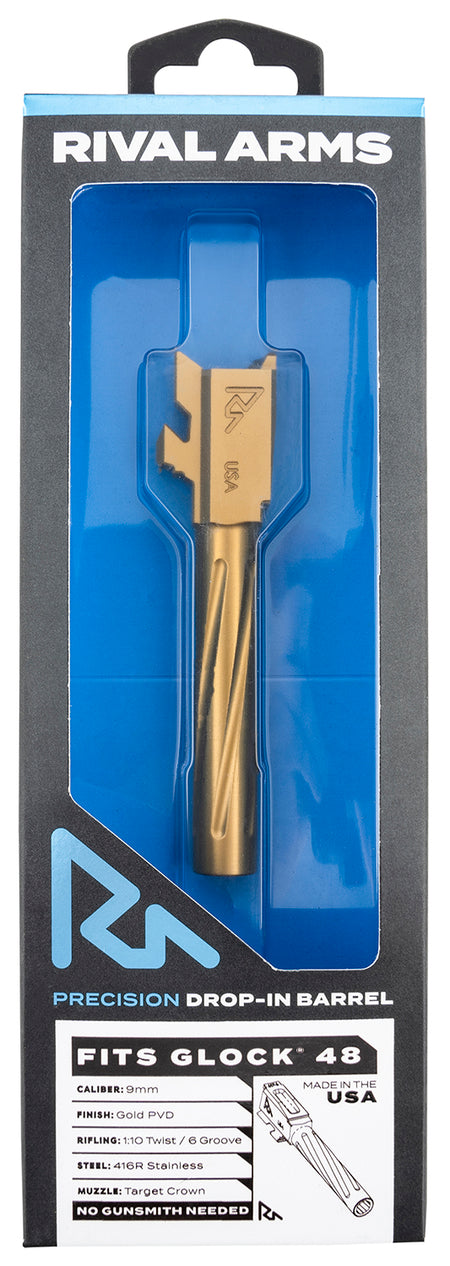 Rival Arms RA20G801E Glock 48 9mm 4.17" Gold PVD Drop-In Match Barrel