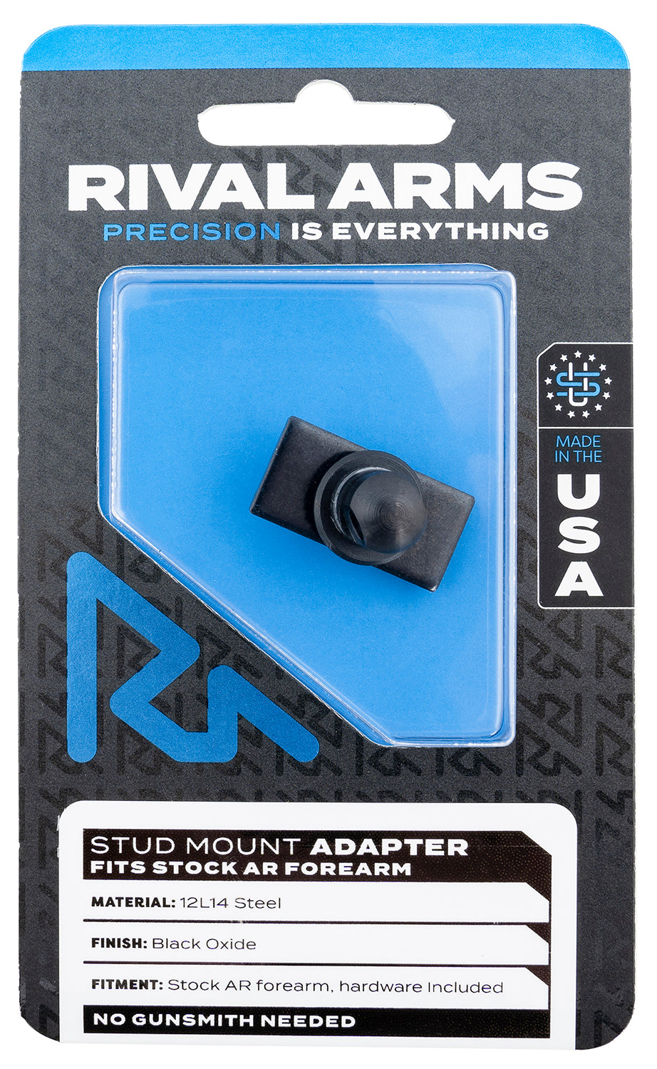 Rival Arms 12L14 Steel Black Oxide Stud Mount Adapter Compatible with AR Stock Forearm
