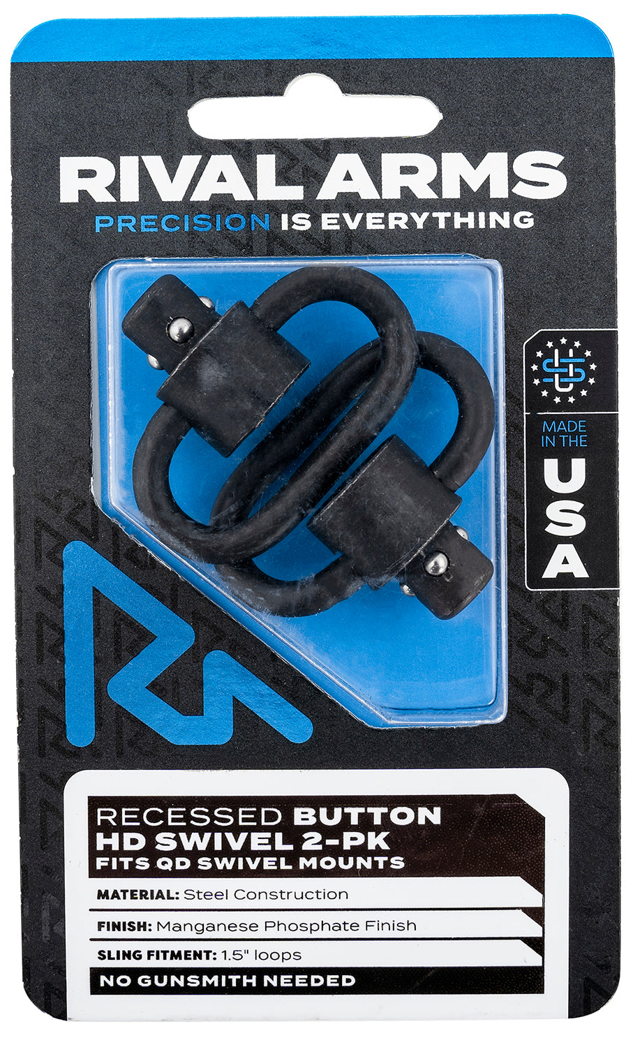 Rival Arms RA-RA92S2A Manganese Phosphate Steel Heavy Duty Swivel Set 1.5" Loop QD