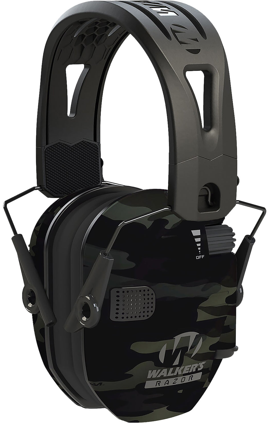 Walker's Razor Tacti-Grip 23 dB Hearing Protection Muff Over the Head Gray MultiCam/Black Polymer