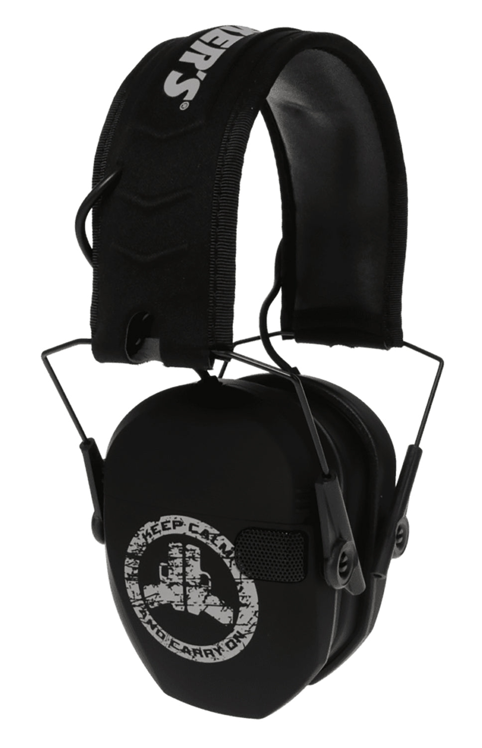 Walker's Razor Slim Electronic Freedom Muff 23 dB Over the Head Black Distressed Carry On Logo Polymer