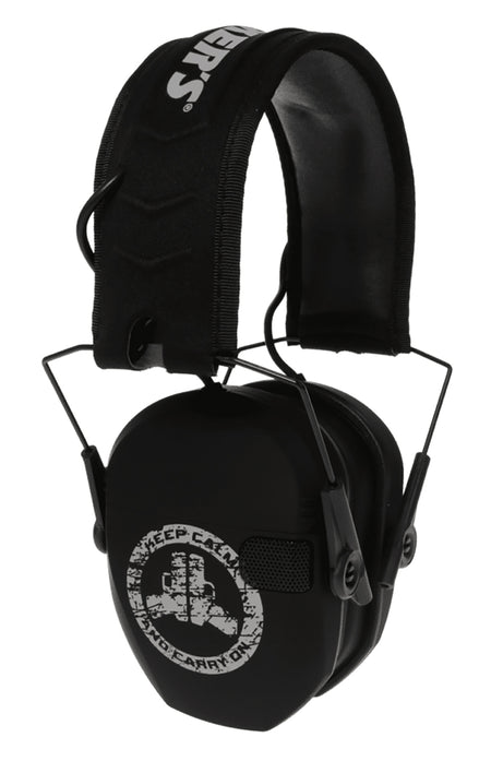 Walker's Razor Slim Electronic Freedom Muff 23 dB Over the Head Black Distressed Carry On Logo Polymer