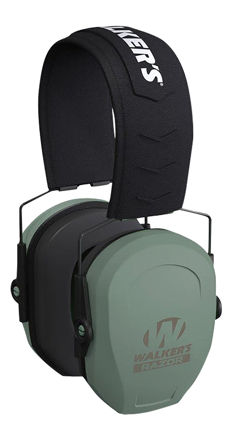 Walker's 27 dB Razor Slim Passive Hearing Muff Over the Head Sage Green/Black