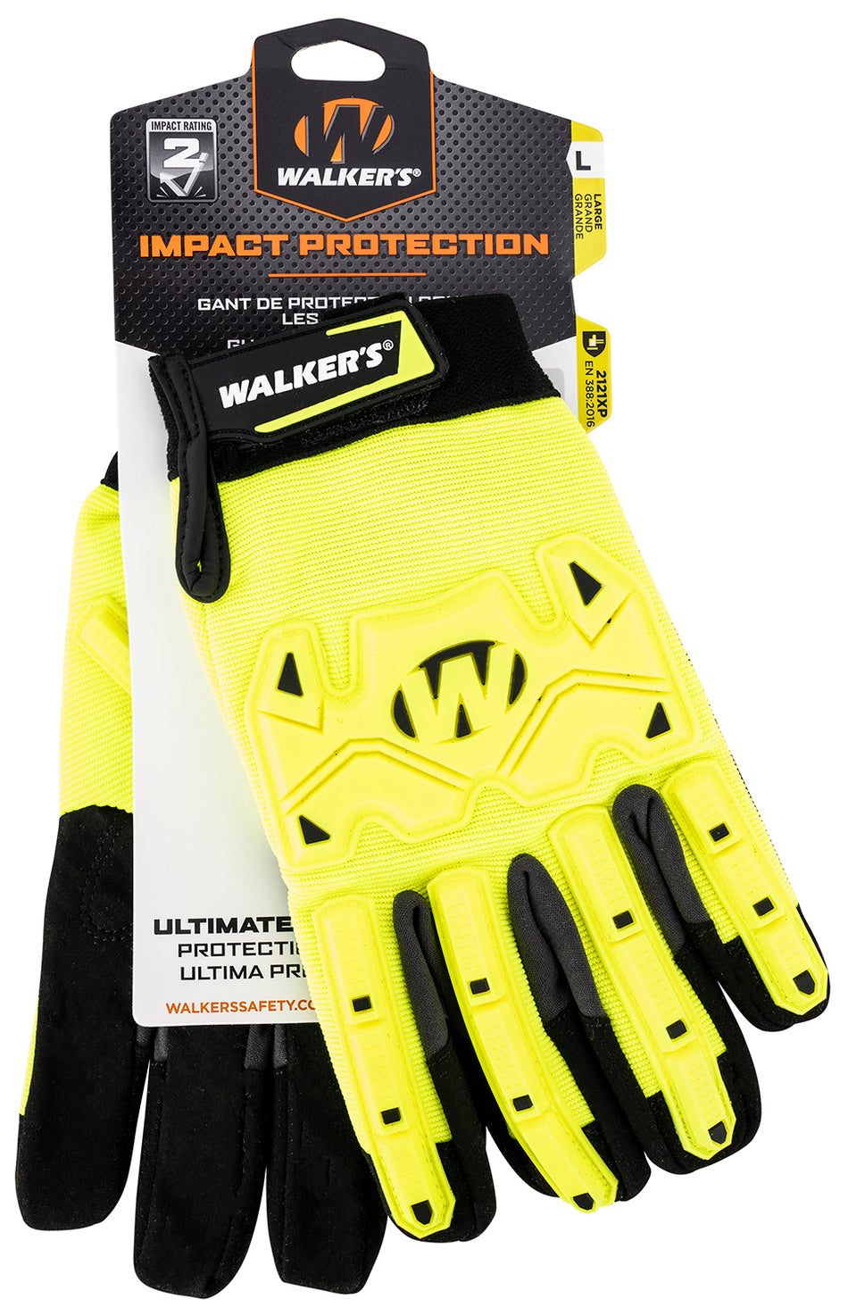 Walker's Yellow and Black Impact Protection Synthetic Leather Gloves Small Hook Loop