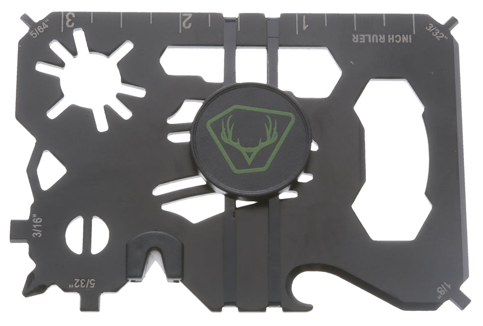 HME 20-In-1 Archery Wallet Multi-Tool Black Fixed Metal Broadhead and Nock Wrench Box Cutter and Keychain Attachment