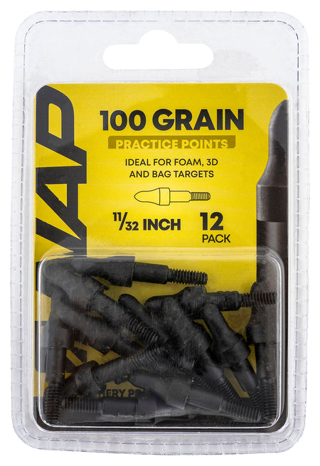 NAP 3D Practice Points Steel Field Tips 100 GR Black 12 Pack