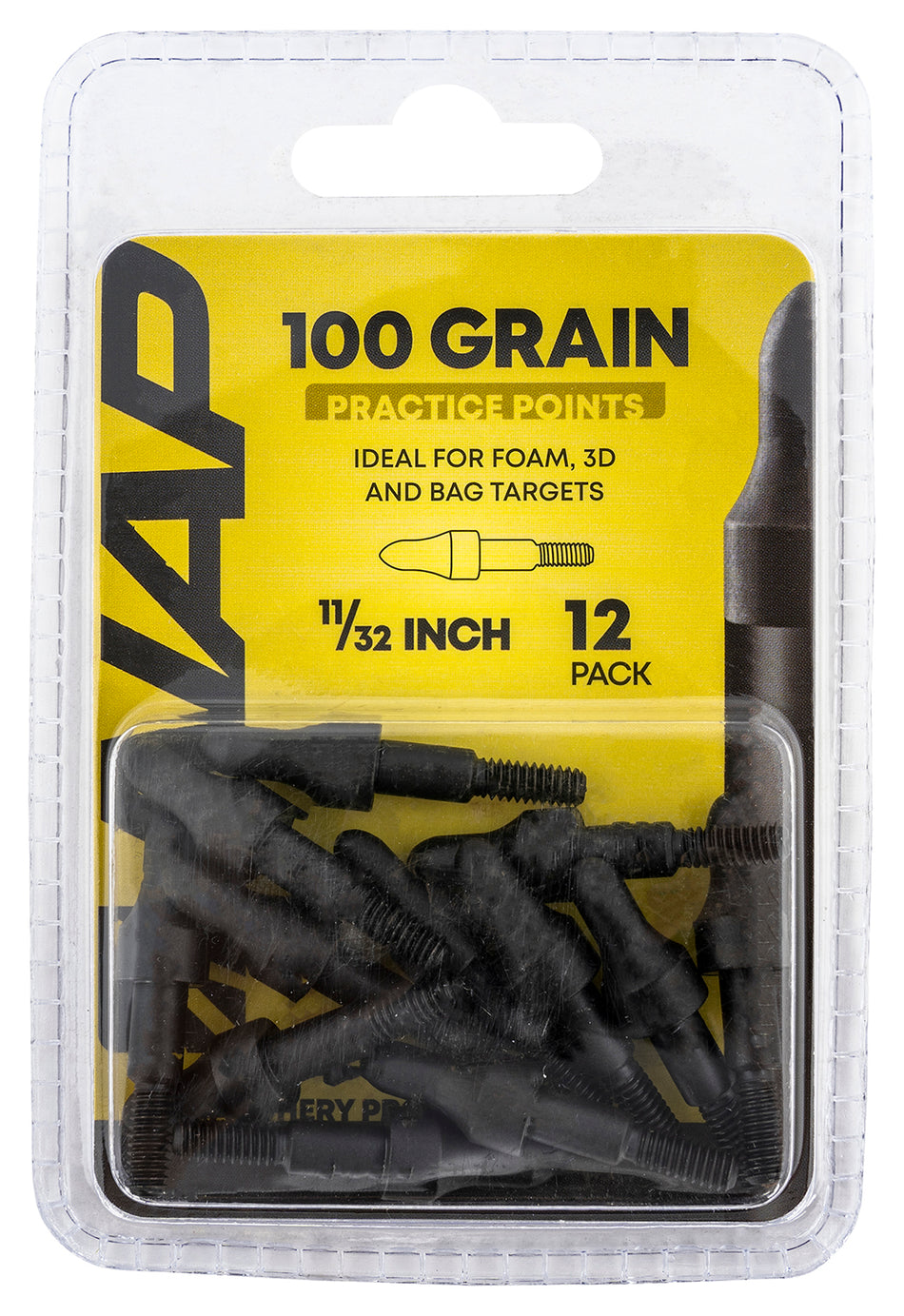 NAP 3D Practice Points Steel Field Tips 100 GR Black 12 Pack