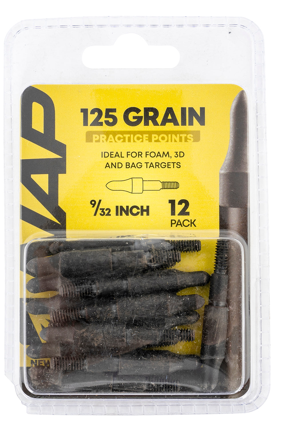 NAP 3D Practice Points Steel Field Tips 125 GR Black 12 Pack 9/32