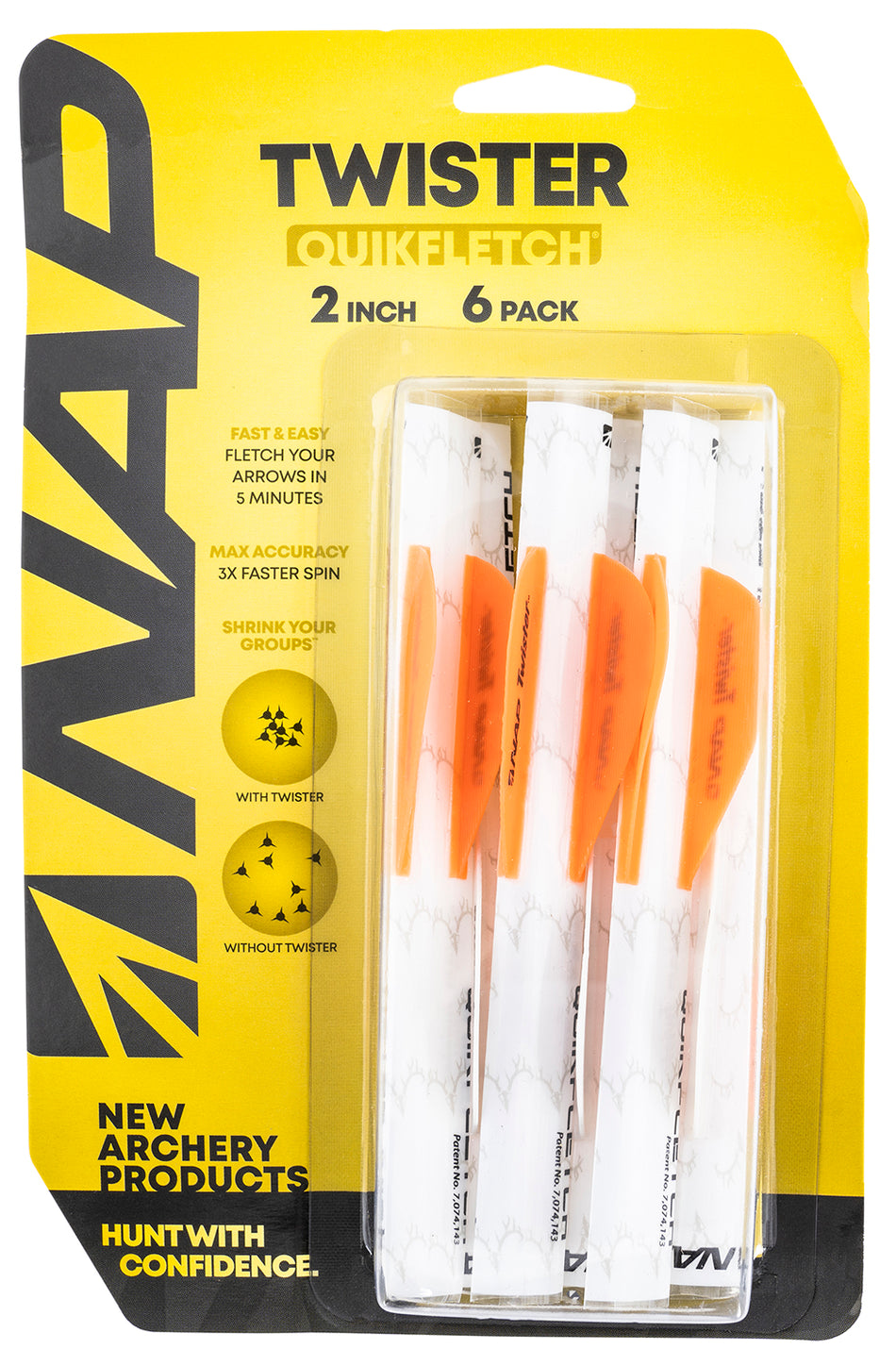 NAP Quickfletch Twister Fletching White/Orange Pack of 6