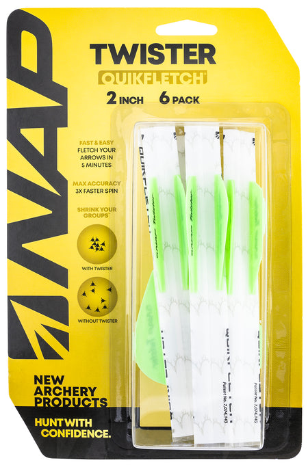 NAP Quickfletch Twister Fletching White/Green Pack of 6