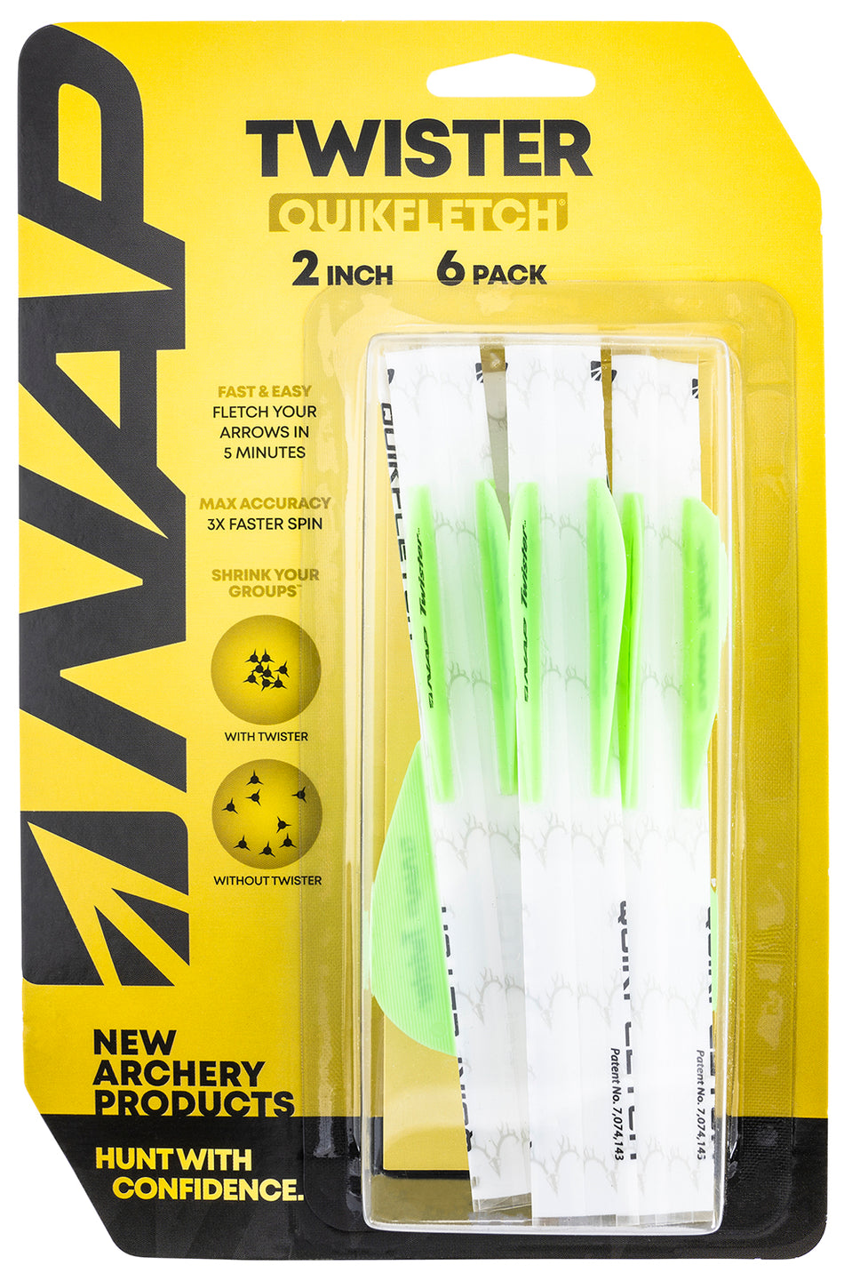 NAP Quickfletch Twister Fletching White/Green Pack of 6