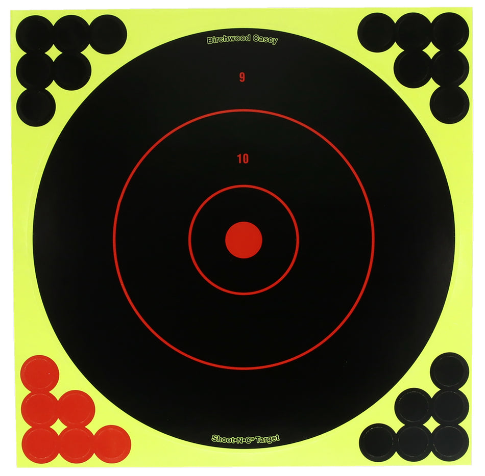 Birchwood Casey Self-Adhesive 8" Bullseye Paper Target Dispenser with Pasters 12 Per Package