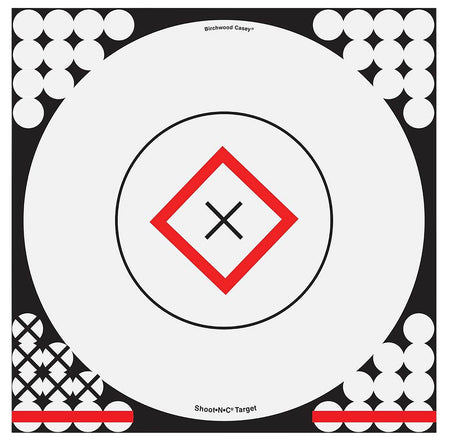 Birchwood Casey 34195 Shoot-N-C Reactive 17.25" Bullseye Paper Target Self-Adhesive Black/Red/White 5 Pack Includes 200 Pasters