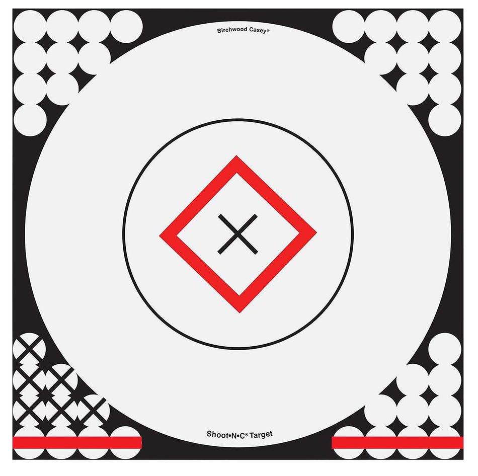 Birchwood Casey 34195 Shoot-N-C Reactive 17.25" Bullseye Paper Target Self-Adhesive Black/Red/White 5 Pack Includes 200 Pasters