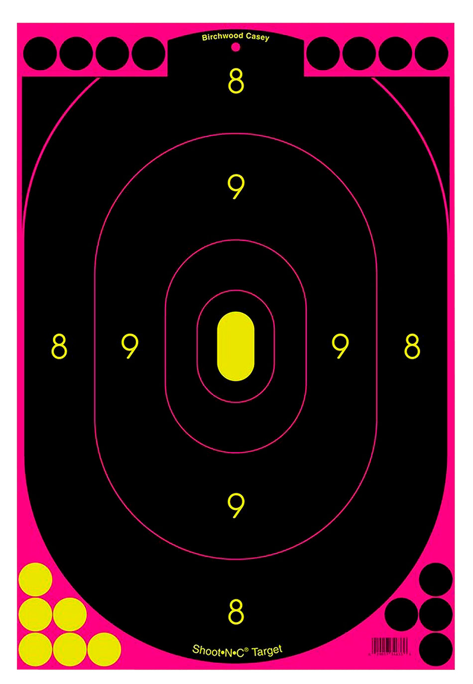 Birchwood Casey 34635 Shoot-N-C Reactive 12"x18" Oval Silhouette Self-Adhesive Paper Target Black/Pink 5 Pack Includes 90 Pasters