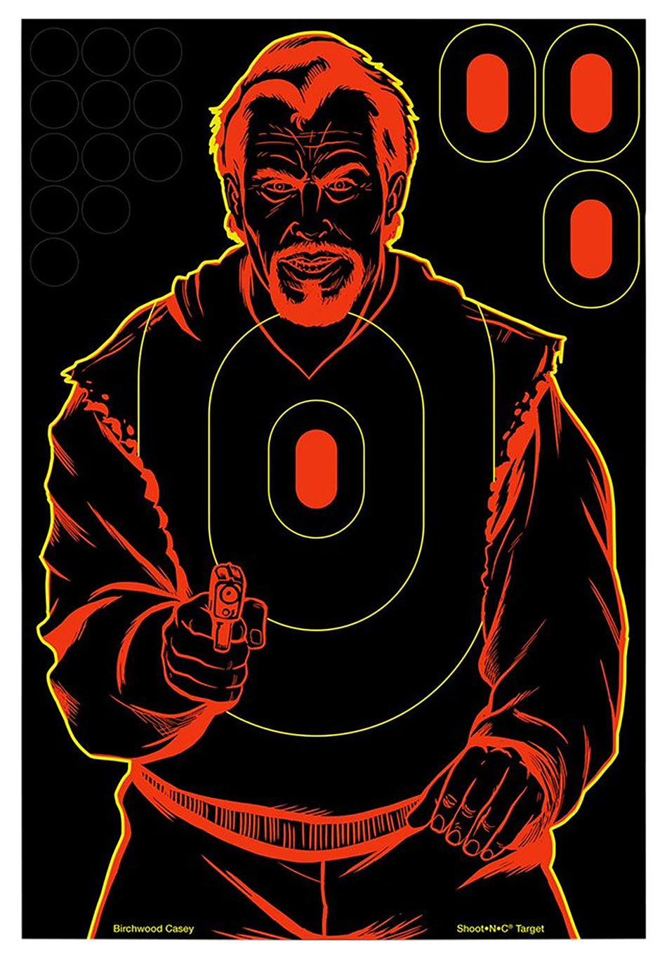 Birchwood Casey 34647 Shoot-N-C Reactive Bad Guy Silhouette 12"x18" Self-Adhesive Paper Target Black/Red 12 Pack Includes 180 Pasters