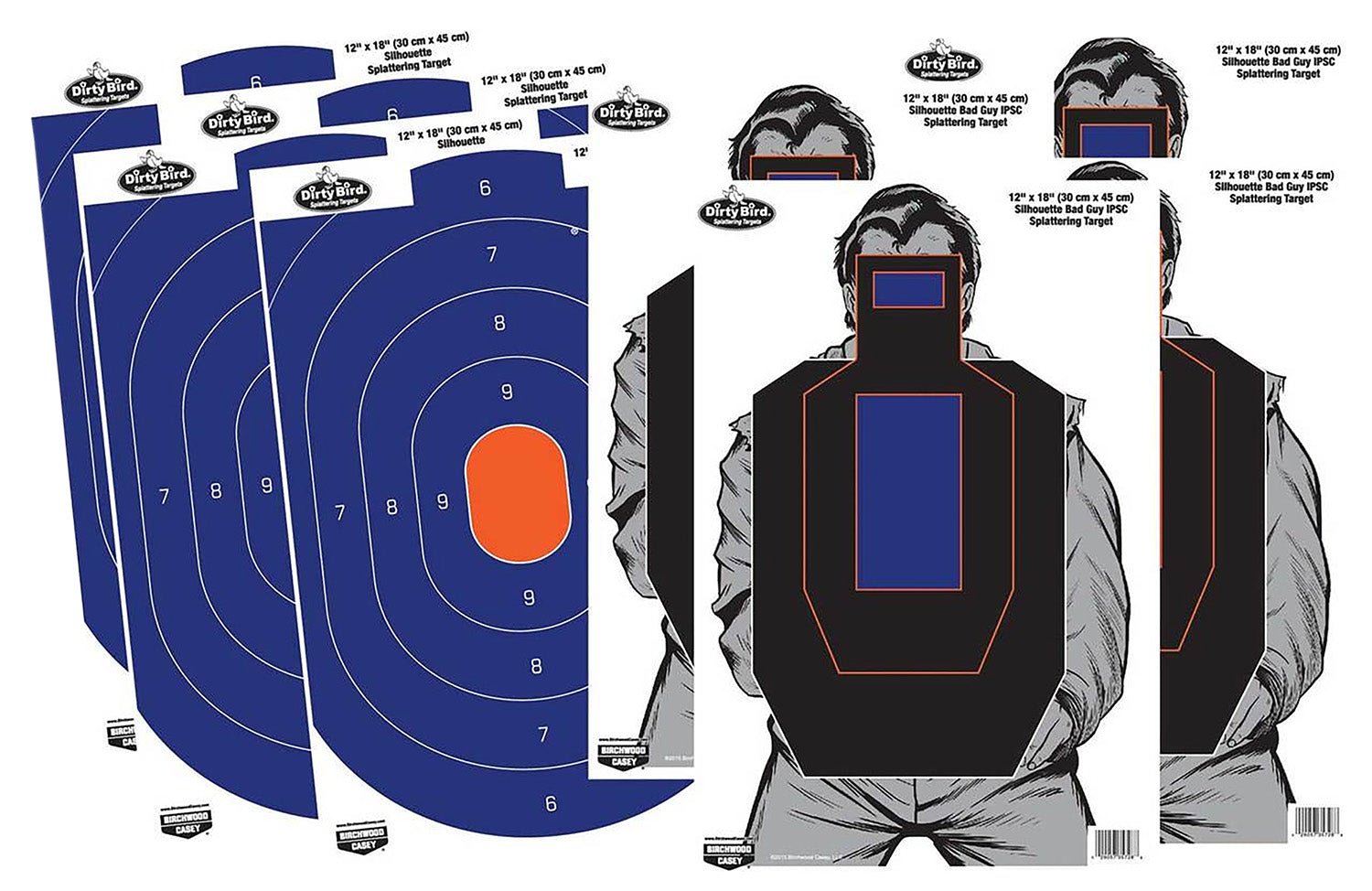 Birchwood Casey 35735 Dirty Bird Silhouette Reactive Paper Combo Target 12"x18" 8 Pack