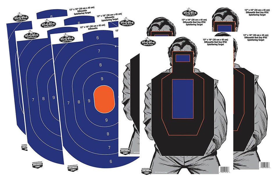 Birchwood Casey 35735 Dirty Bird Silhouette Reactive Paper Combo Target 12"x18" 8 Pack