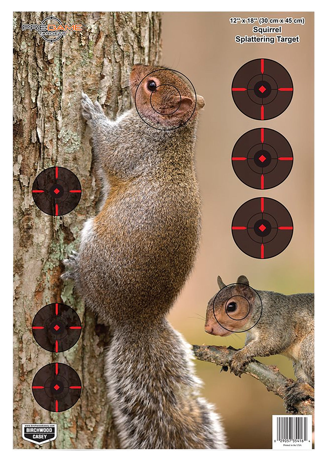 Birchwood Casey 35406 Pregame Squirrel Reactive Hanging Paper Target 12"x18" 8 Pack