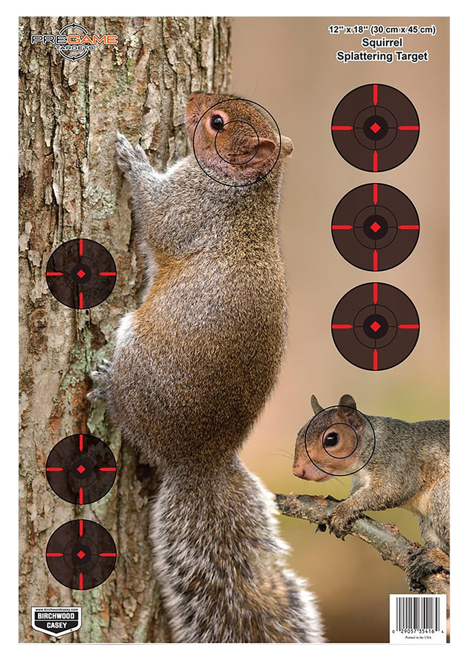 Birchwood Casey 35406 Pregame Squirrel Reactive Hanging Paper Target 12"x18" 8 Pack