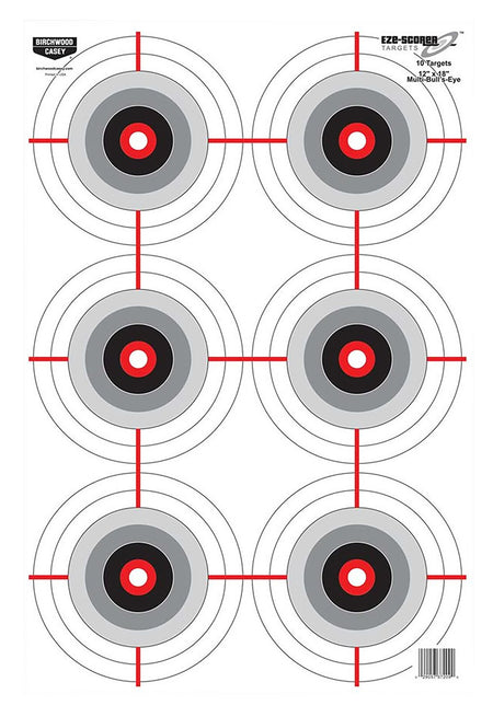 Birchwood Casey 37063 Bullseye EZE-Scorer Practice Paper Target 12"x18" 100 Count